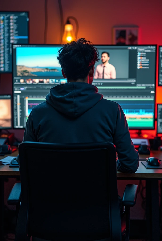 video editing, back side