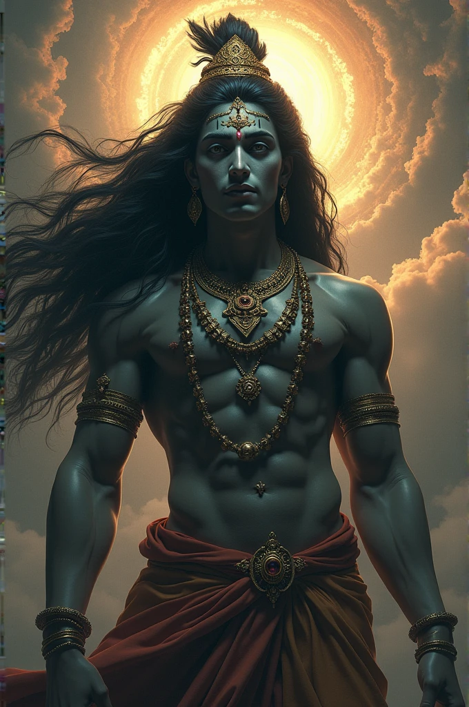 Krishna god evil photo with big head and long hair 