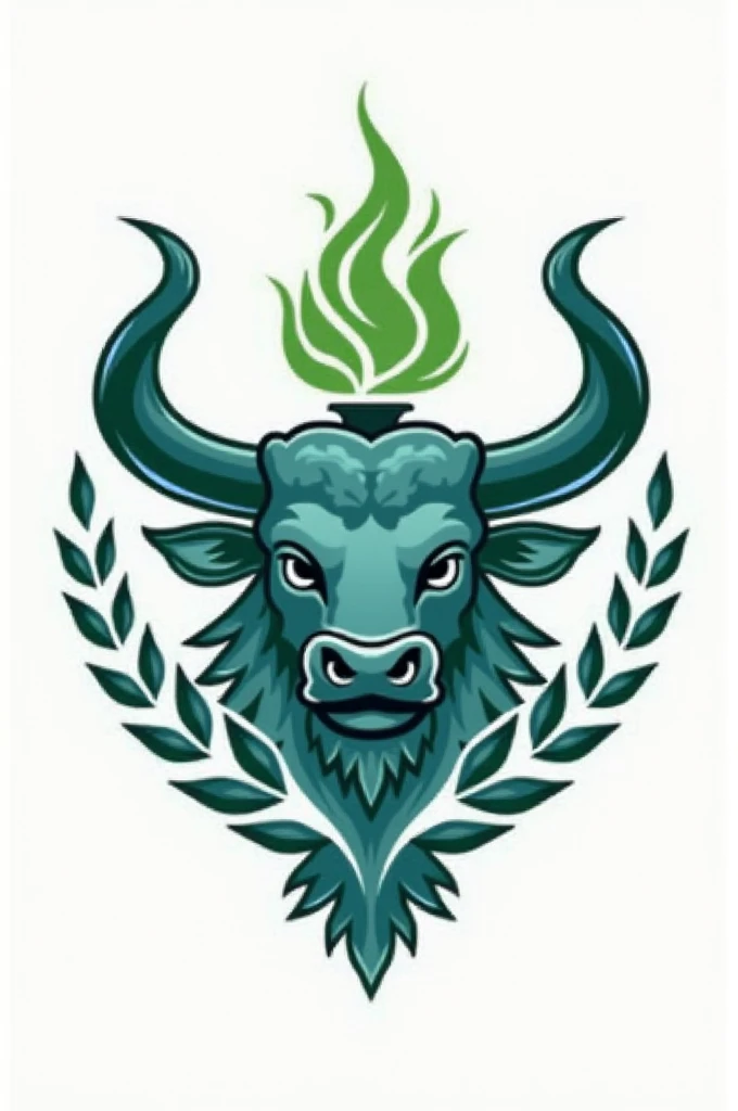 Design a logo featuring a unique combination of a fish and a water buffalo, adorned with a torch and laurel elements. Incorporate shades of green and blue to convey a sense of harmony and tranquility. Be creative and innovative in showcasing the fusion of these symbols to symbolize strength, power, and growth
((best quality)), ((masterpiece)), (detailed), perfect face