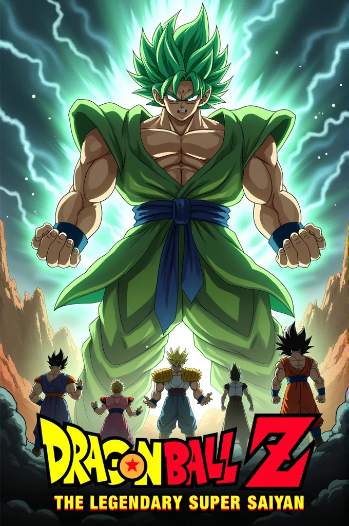Make a poster on Movie Dragon Ball Z bloly the legendary super Saiyan. And write the name of the movie in the poster