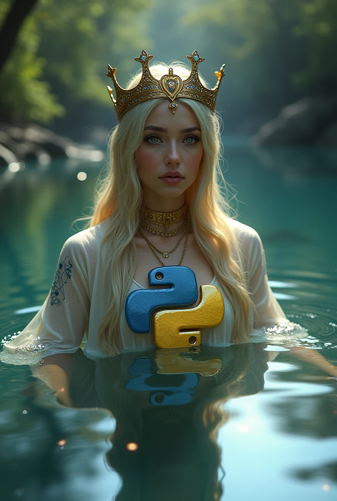 A queen
with python programming logo in water