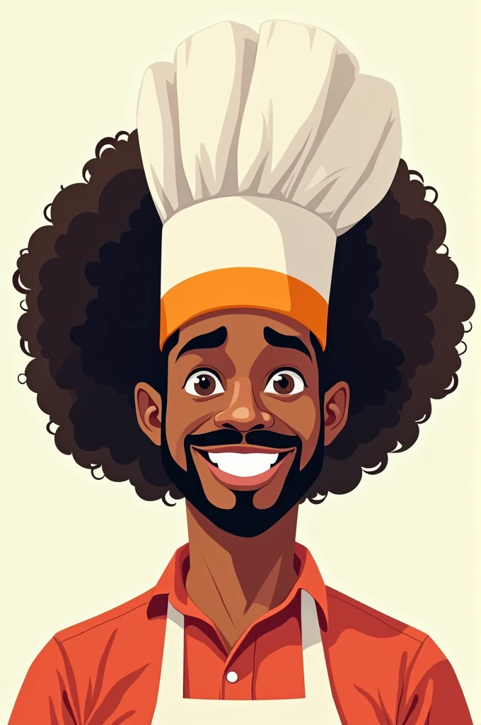 Afro haired man with chef hat and mustache vector style 