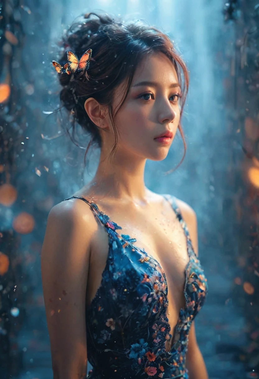 ,plot,masterpiece, (best quality), ((best details)), depth of field, a beautiful girl, beautiful脸蛋, nature, , flowering, colorful scenery, flowers, butty, Radiant dresses, elements, Future city、Tokyo night view、empty machine car、night、Many battles surrounded by fearsome DNA."."Agnes Cecile, author:Andre Masson (Andre Masson), French Bacon, 4K, intricate details, attention to detail, award-winning, 8k, Crisp quality, surrealism, Exquisite craftsmanship, North African Trade Zone, on the desk, sweet, Mesmeric, dreamy, striking, Immobilizing, attractive, wonderful, holy, beautiful, excellent, 아주 wonderful, 非常cute, cute, elegance, amazing, Watercolor, , illustration, beautiful girl, water pattern, clavicle, Tattoo, light brown eyes, Atmospheric War, full body view