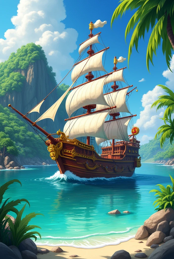 Strawhat ship in a island
