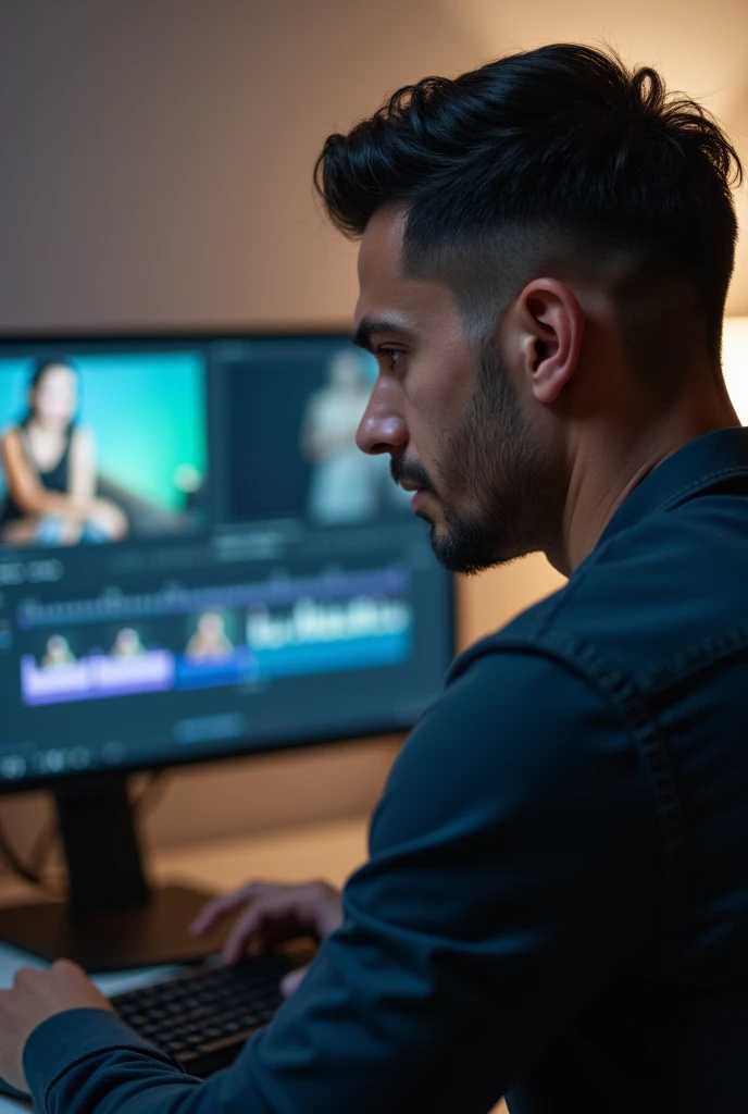 video editing look back side handsome man