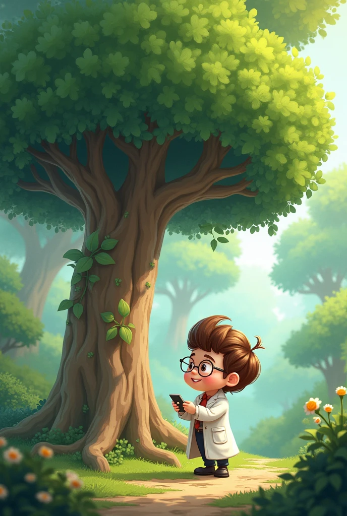 Camphor tree scientist retro white coat cute mini character