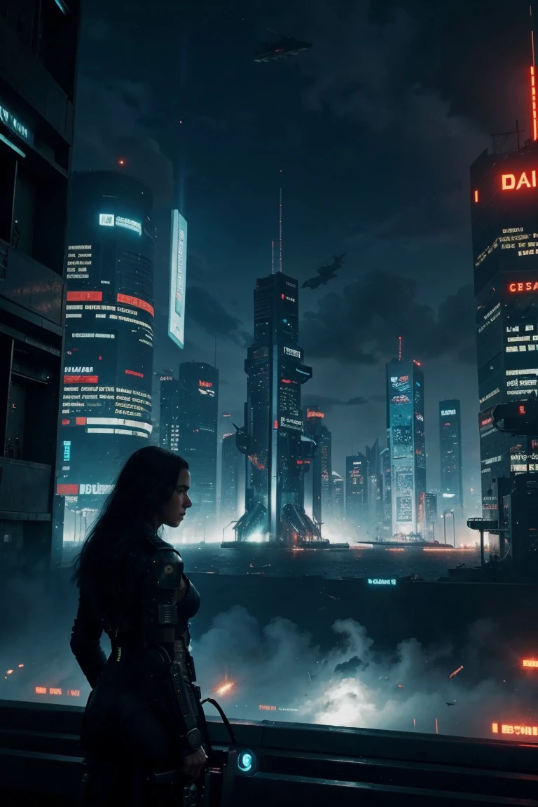 futuristic city, cyberpunk, Violence, decadence, Futuristic Society, ocean