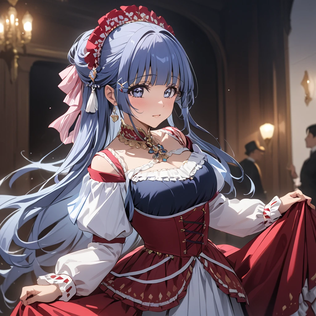 ((Highest quality)), ((masterpiece)), (detailed), (Perfect Face)、The woman is Reika Aoki with semi-long hair、The woman is wearing a Georgian dance costume