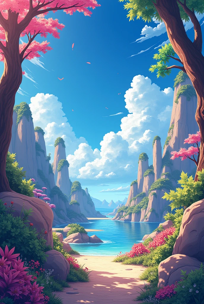 anime background that contain all elements and principles of art