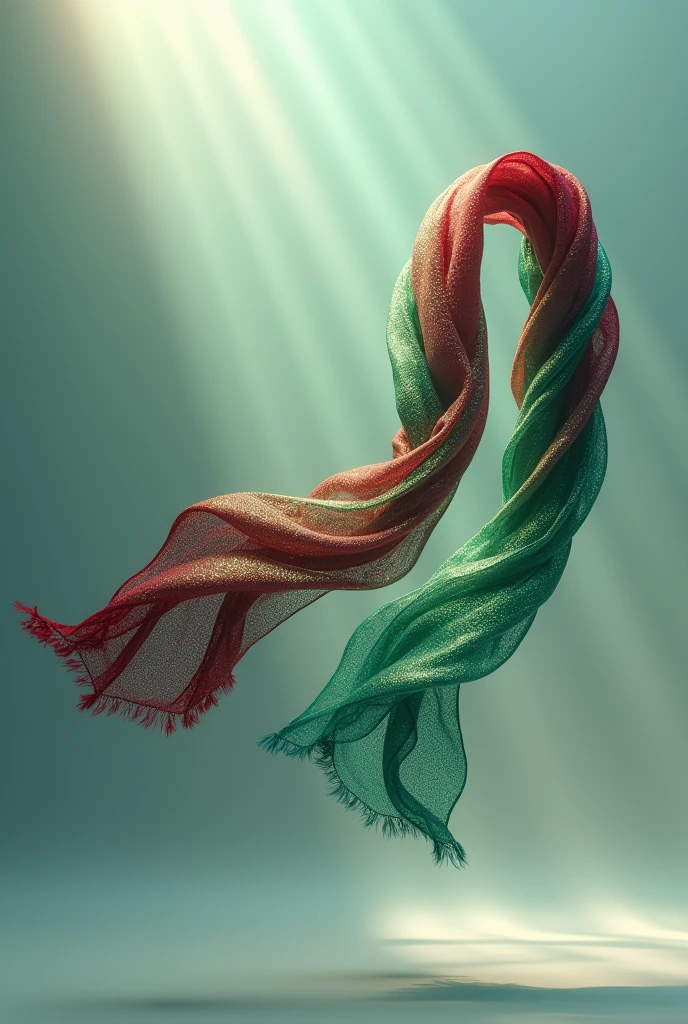 Green and maroon scarf flotting without any stand