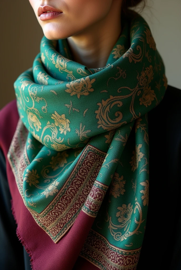 Green and maroon scarf