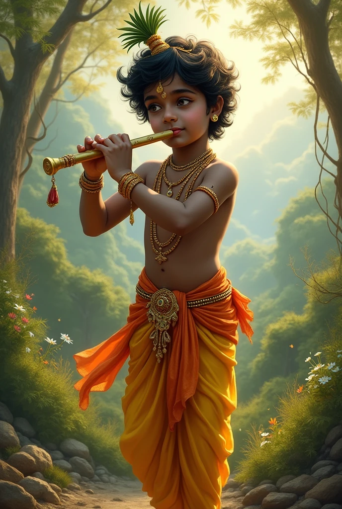 Little krishna with flute