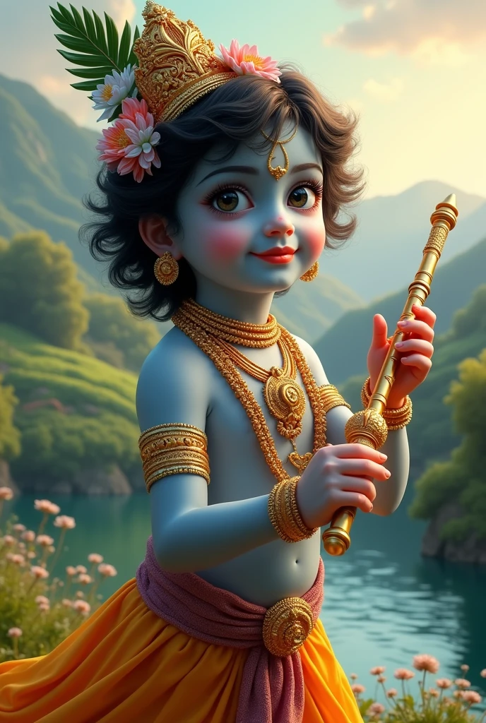 Lord krishna video   100 times beautiful more than holding fluit with smile 



