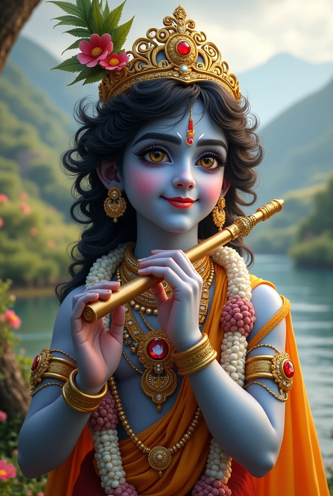 Lord krishna video 100 times beautiful more than holding fluit with smile