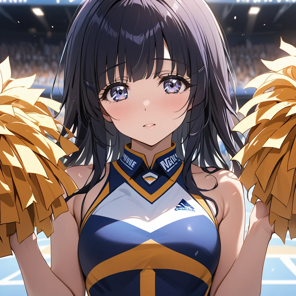 ((Highest quality)), ((masterpiece)), (detailed), （Perfect Face）、The woman is Reika Aoki with semi-long hair、The woman is wearing a cheerleading costume