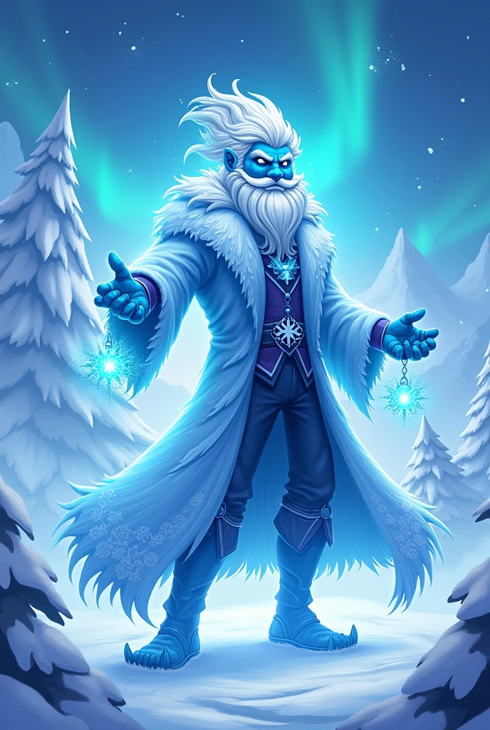 crie uma capa estilo banner com tema do personagem do jogo; Jack Frost's Winter Infinity Reels