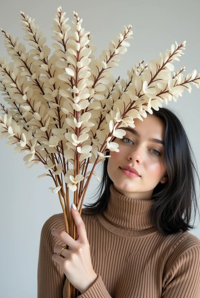 RAW photo, best quality, masterpiece, photorealistic, Polish girl, 20 years old, black hair, Light grey eyes, short bob cut, hair in 7 thirds, hair over one ear, Symmetrical eyes, pale skin, Big Breasts, rip gloss, Gel Nails, Accessories, various poses, smiling