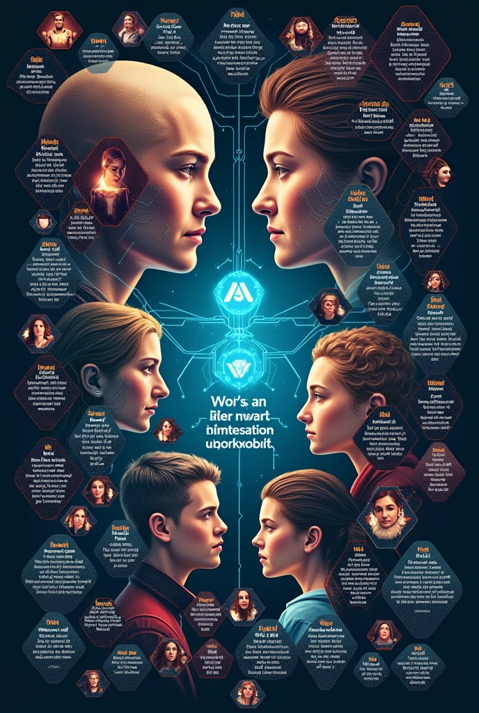 
Create an poster with the title "AI : in the Sphere of Family". The back ground must be filled with the posters of the movie 'big hero 6', 'sillu karappatti', 'next gen', 'I am mother', 'ex machina' and with the cover page of the books 'the perfect wife', 'machine hood', 'sleeping gaints', 'sea of rust', 'Klara and the sun', 'heart goes last' and it has to be aligned like a honey comb. In the center of the poster add  these texts in points in 12 size   " pros:
 1. Enhancing communication. 2.supporting education 3.improving health and wellness 
4.emergency assistance 5.managing finance as pros" and "Cons: 1.communication breakdown 
2.privacy and surveillance 3.shift in parental roles 4.impact on relationships 5.mental health challenges".