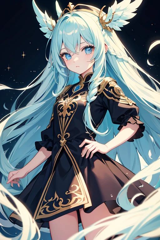 cute　Long hair　The eyes are blue and beautiful　Visually appealing　High resolution　Elegance Anime Style　Anxious look