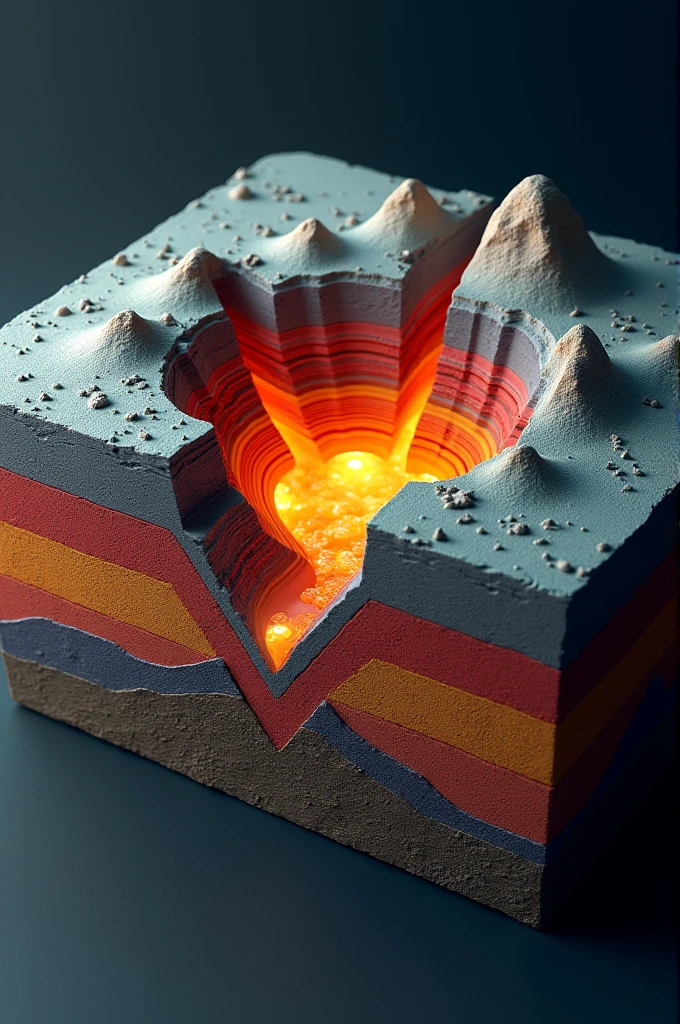 Generate me a 3d box image of how earthquakes work luke divergent, convergent, transform
