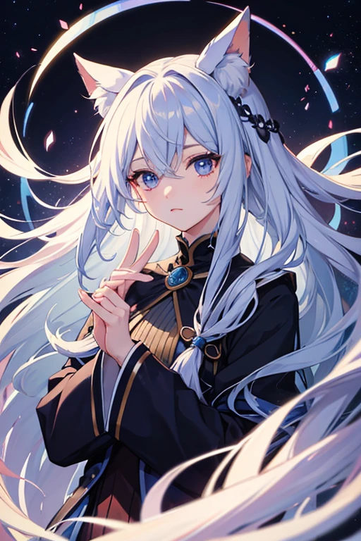 cute Long hair The eyes are blue and beautiful Visually appealing High resolution Elegance Anime Style Anxious look JK