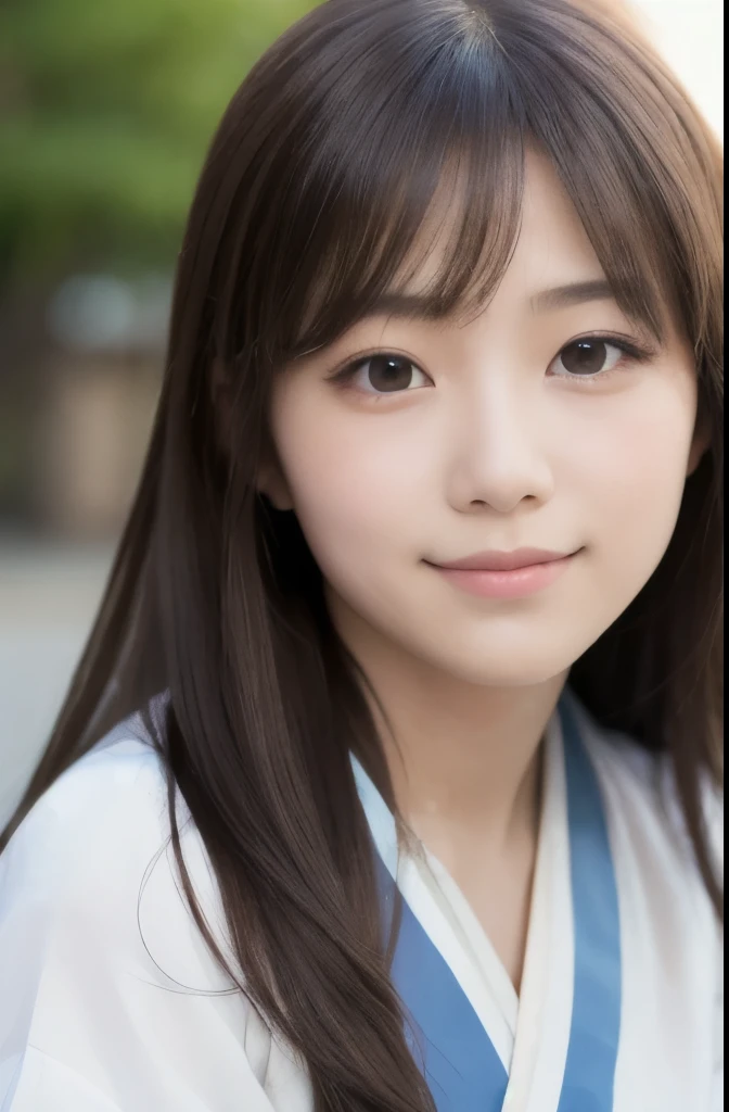 best quality, face focus, soft light, ultra high res, (photorealistic:1.4), RAW photo,(Shinozaki Ai), (fair skin), (kawaii),
1 Japanese girl, solo, cute, smile, (pupil, lights in the eyes), detailed beautiful face, Medium-sized breasts,(high resolution detail of human skin texture),(long hair),(portrait), upper body, white traditional kimono, Increase the area of the face