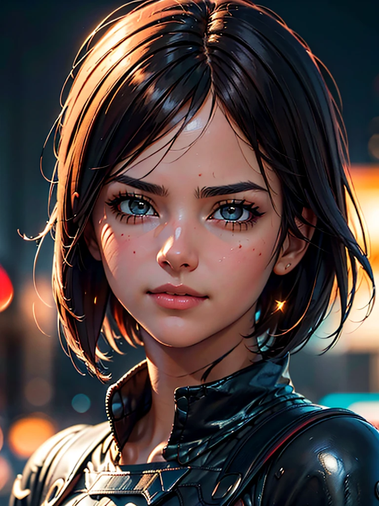 (at night), in a video game scene in the background of a beautiful city at night, raining, alone, standing looking straight ahead, military green military clothing, black gloves, semi-short hair, ((semi-short hair) short)), 1 girl, 30 years old, young woman, perfect hands, Beautiful fingers, Beautiful long legs, Beautiful body, Beautiful nose, Beautiful character design, perfect face, looking straight at the viewer with a serious and very upset gesture, brings grabbed a whip in his black hand (focusing on his face), closed mouth, light_smile, official art, extremely detailed CG unity 8k wallpaper, perfect lighting, bright and colorful front lighting, glowing skin (masterpiece: 1.0) , (Best_quality: 1.0), ultra High resolution, 4k, ultra detailed photography, 8K, hdr, High resolution, Nonsense:1.2, Kodak portrait 400, film grain, Background blur, bokeh:1.2, Lens flare, (vibrant_color :1.2), professional photography, (Beautiful, breasts: 1.4), (Beautiful_face: 1.5), (narrow waist),