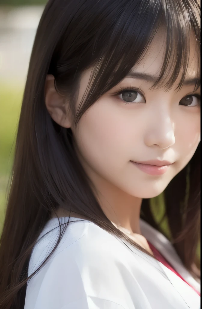 best quality, face focus, soft light, ultra high res, (photorealistic:1.4), RAW photo,(Shinozaki Ai), (fair skin), (kawaii),
1 Japanese girl, solo, cute, smile, (pupil, lights in the eyes), detailed beautiful face, Medium-sized ,(high resolution detail of human skin texture),(long hair),(portrait), upper body, white traditional kimono, Increase the area of the face