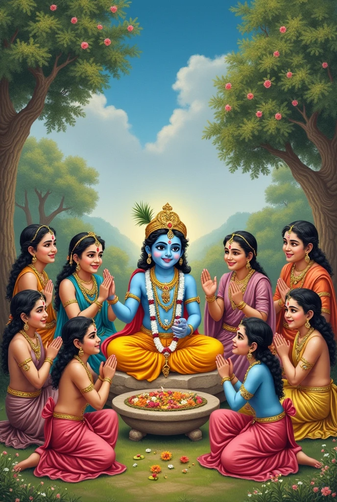 Lord Shree Krishna celebrating his birthday with her devotee