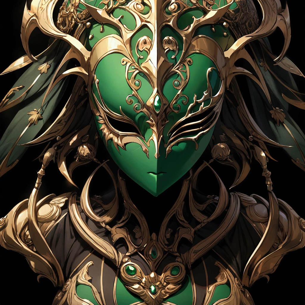 Mask, green mask, detailed mask, half mask, no background, no human,