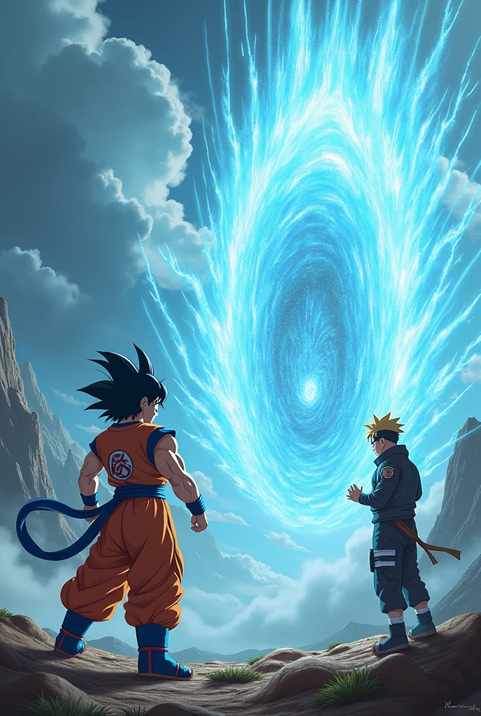 Goku making KAMEHAMEHA to Naruto