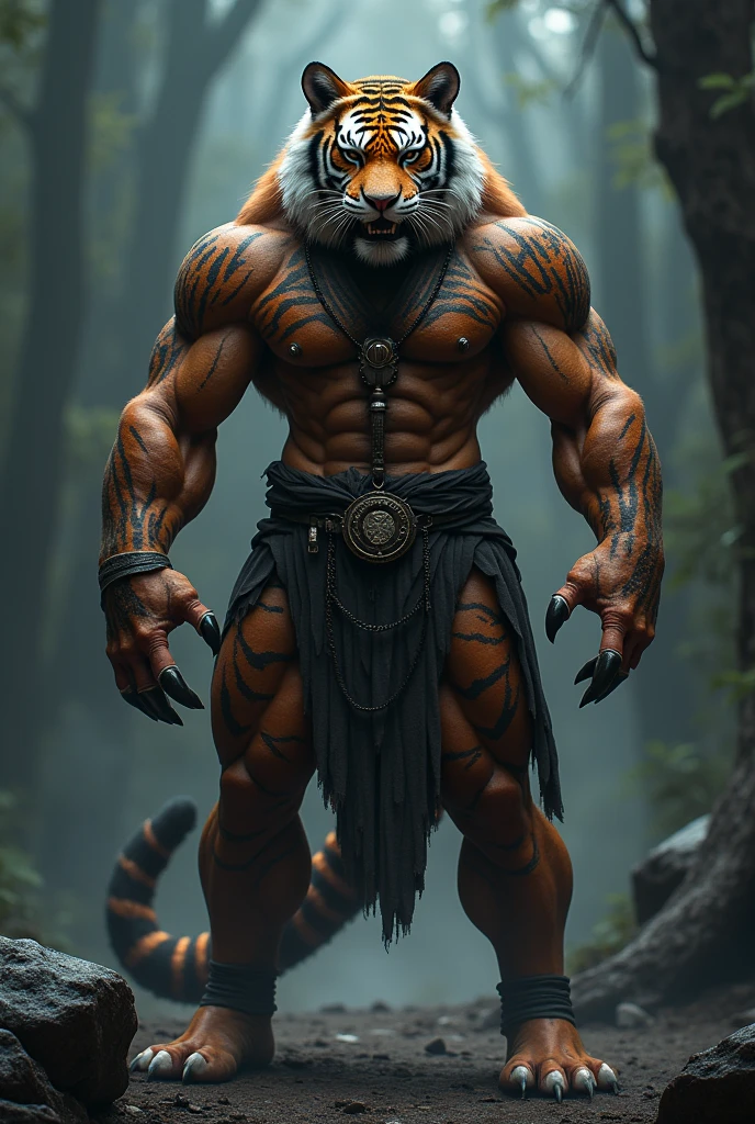 Tiger in human form, cool, warrior, clearly bitter color. Characters Rov