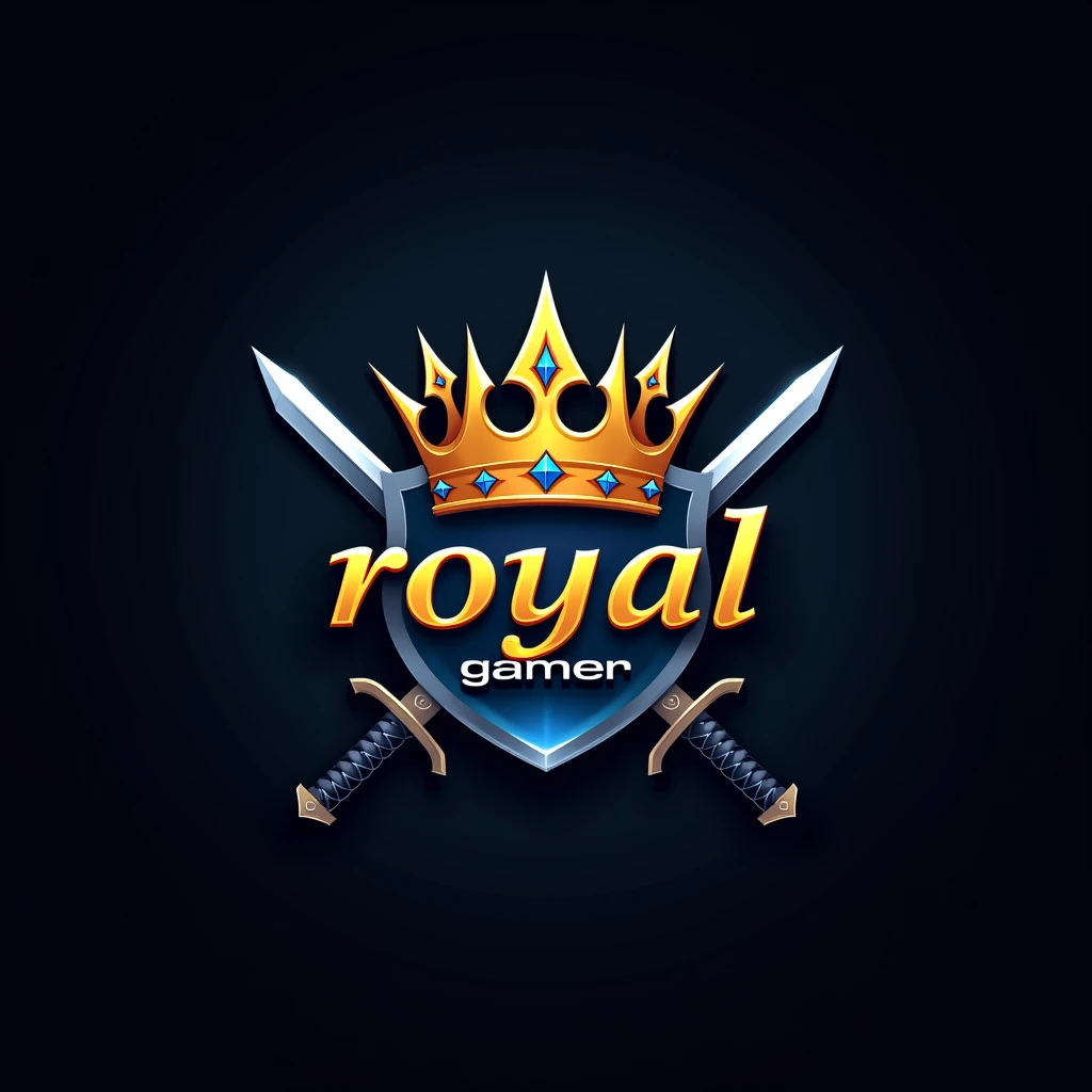 For the "Royal Gamer" logo, here's an idea:

**Concept:** 
- **Main Element:** A regal crown with sharp, edgy designs to give it a modern, gamer vibe.
- **Secondary Elements:** Two crossed swords or a shield behind the crown to represent strength and protection.
- **Text:** The name "Royal Gamer" in bold, metallic font beneath the crown, with a gradient of gold and silver to emphasize the "royal" aspect.
- **Color Scheme:** Rich royal colors like deep blue, gold, and silver. The background can be dark with a glowing effect around the crown and swords.

This design would symbolize authority, skill, and dominance, perfect for a gamer with a royal attitude.