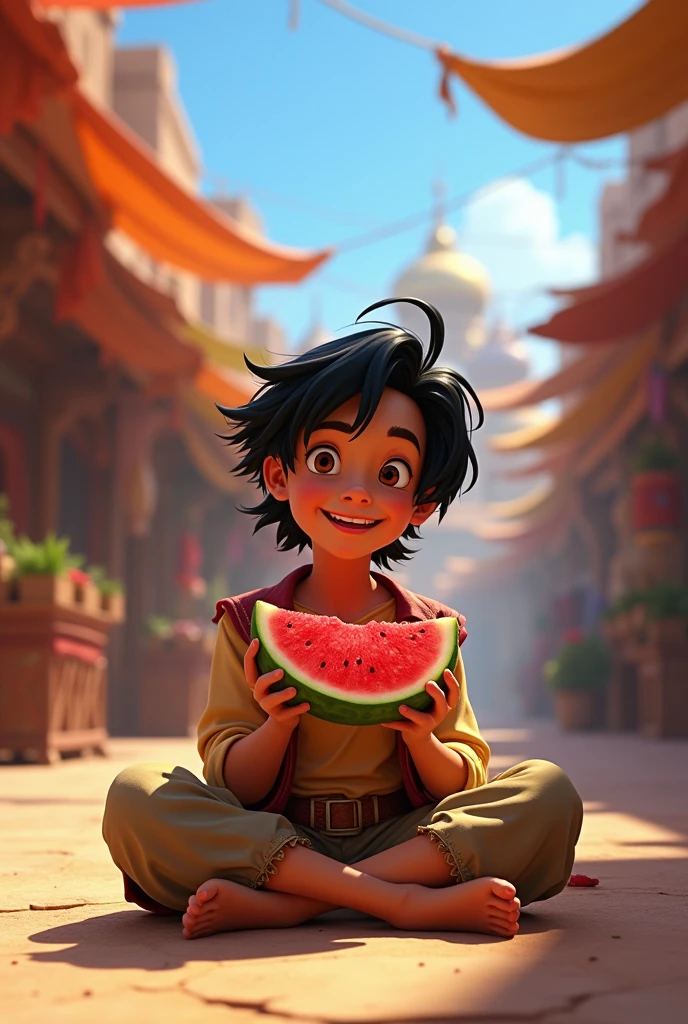 Aladdin eats watermelon