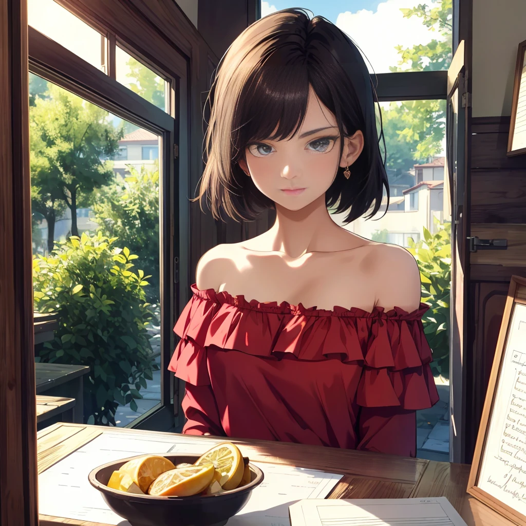 best quality, masterpiece, Ultra-high resolution, (Reality:1.4), RAW photos, 1 Girl, Off-shoulder