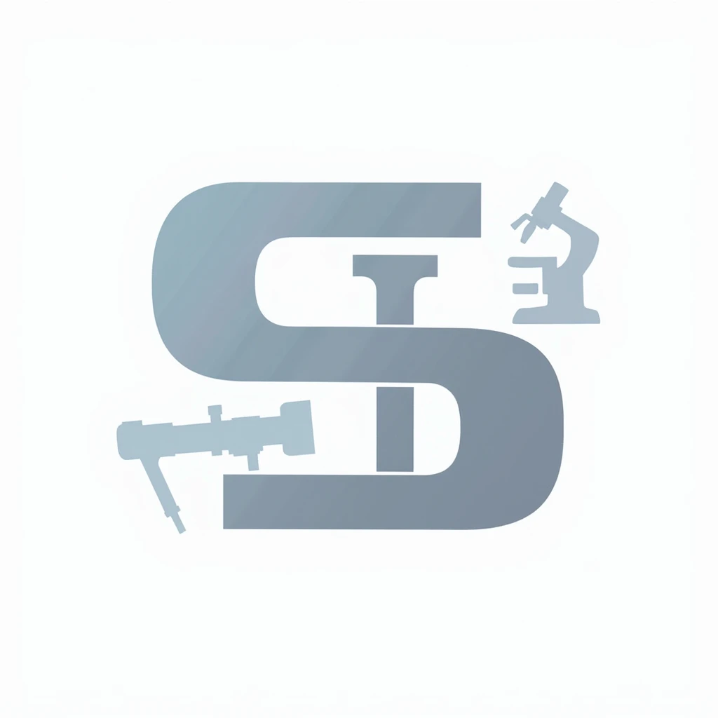 Logo for ServiTec using the S and T and with the silhouette of a binocular cell phone microscope in the background, that the image is high resolution and that the word ServiTec is clearly legible