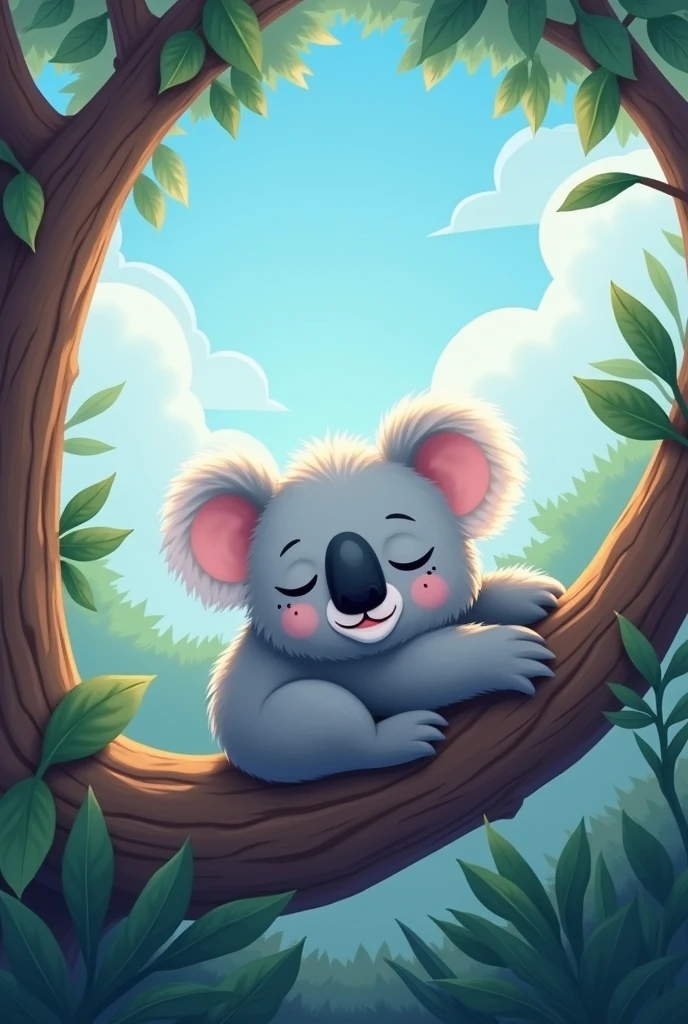 koala wearing a thick diaper sleeping on a high branch