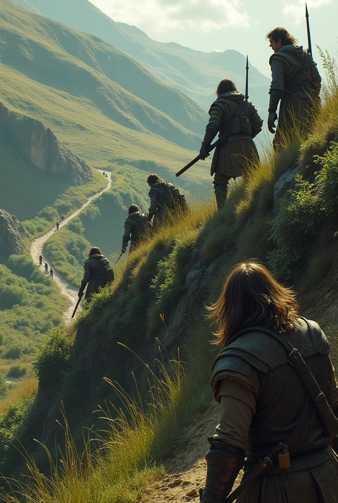 Further up a hill, bandits wanted to rob the group of people.