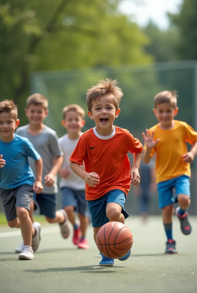 Fais-moi une photo représentant des enfants qui font du sport