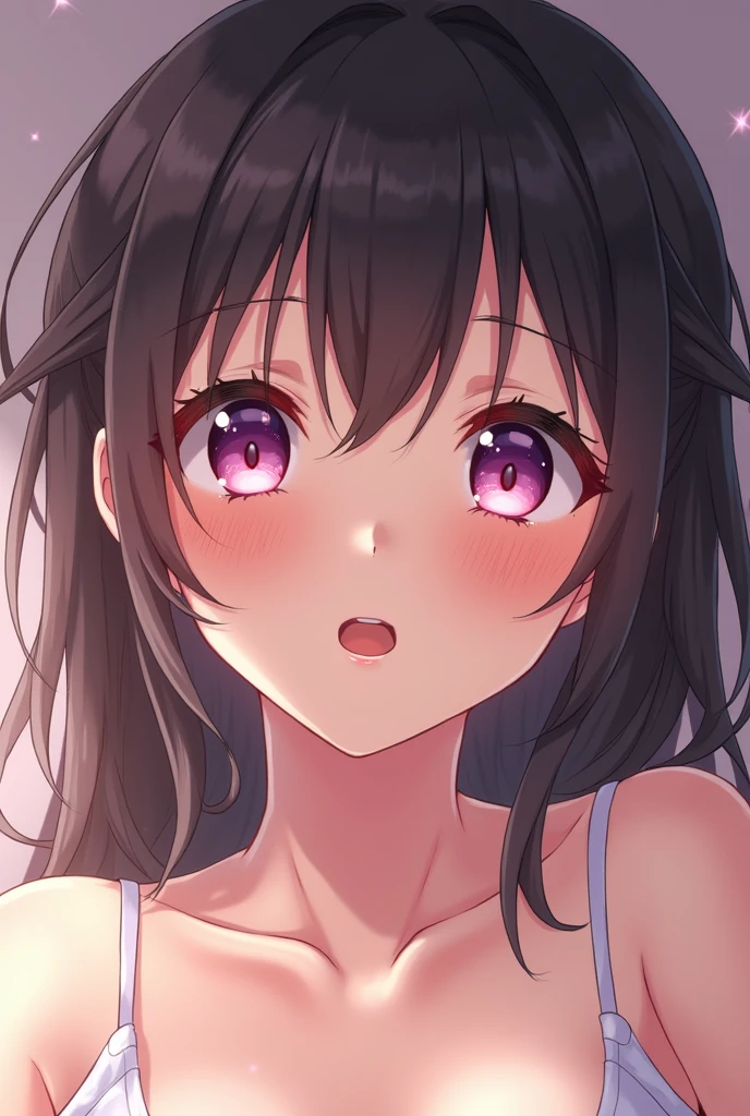 Anime girl,Cute,Beauty,Having Lush,Having super horny because the drug is a very strong aphrodisiac and there is still some salivation after taking the drug,Blush,