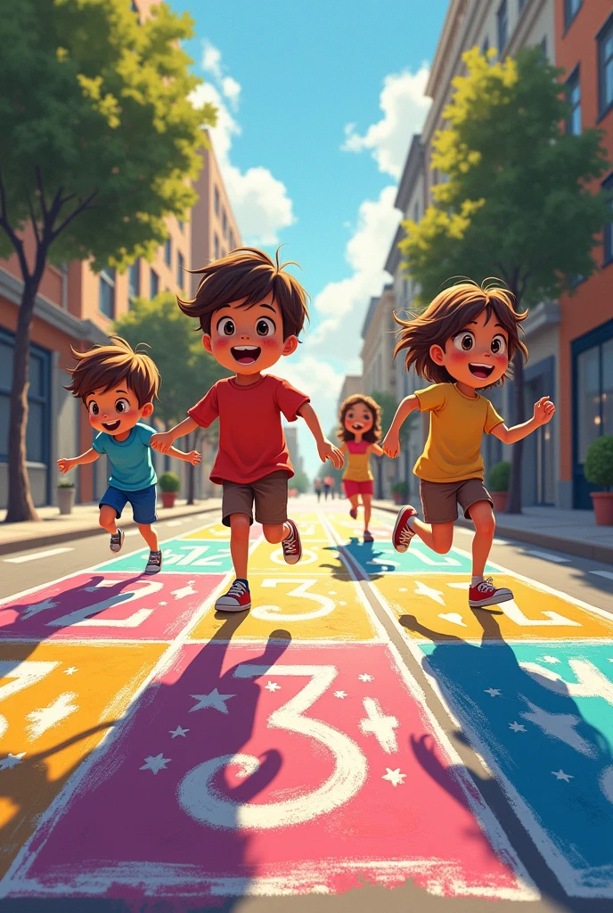 Hopscotch on the street floor drawing