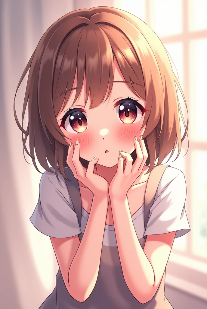 Masterpiece, Anime, A girl, One, Blushing Hard, Pouting cutely, Looking she's trying to get someone attention