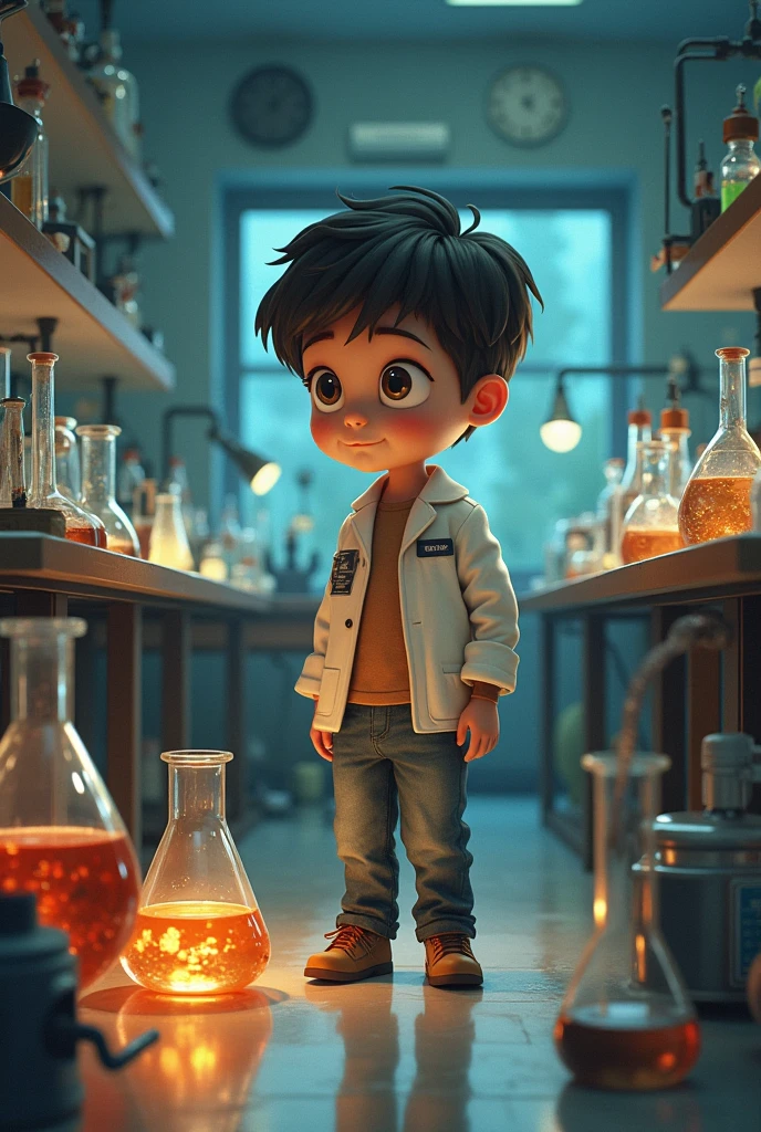 A boy who sees the laboratory equipment but does not take it to his school