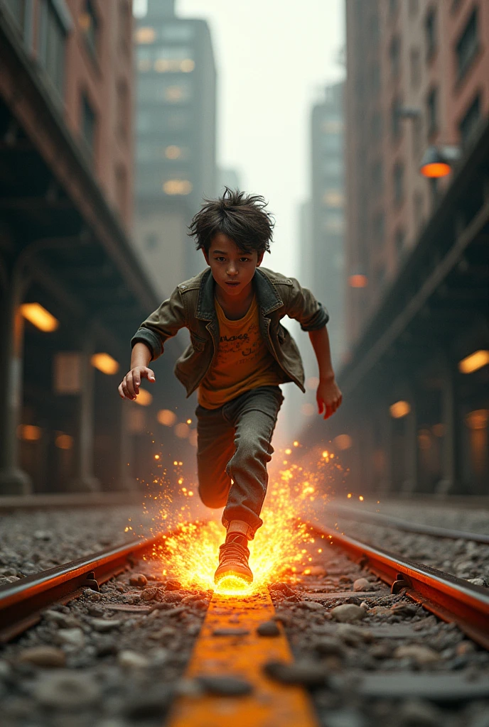 Subway surfers boy running in track with fire shoes with word GameKeeper
