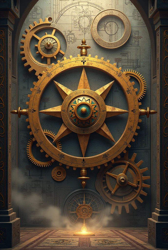 gears, Rules, the compass: They represent engineering and precision.