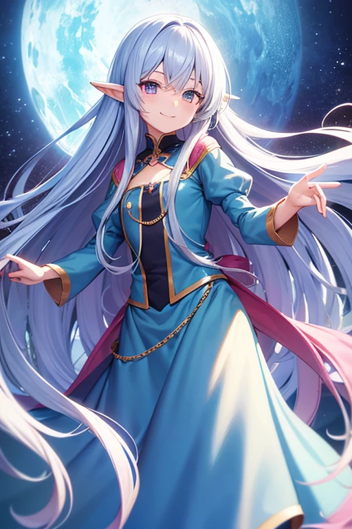 cute Long hair The eyes are blue and beautiful Visually appealing High resolution Anime Style smile Fairy The whole body is visible small Not unpleasant