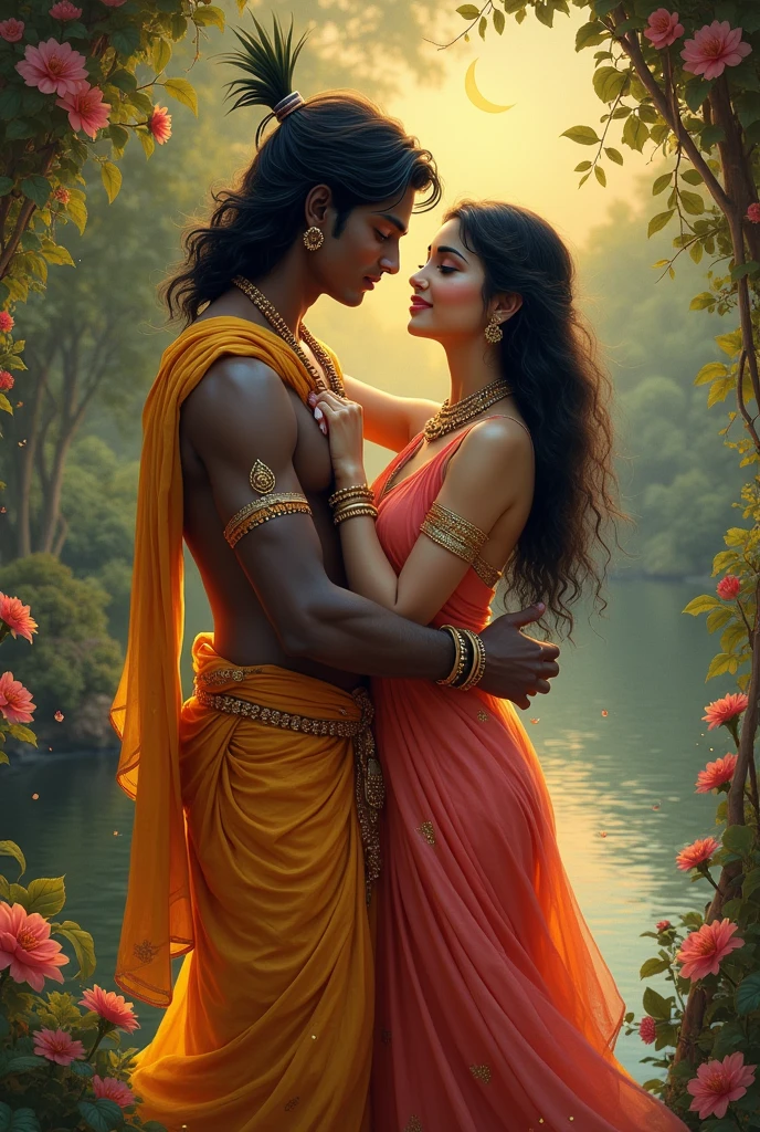 Lord krishna cutting cut on his birthday with a mature girl name vanshika