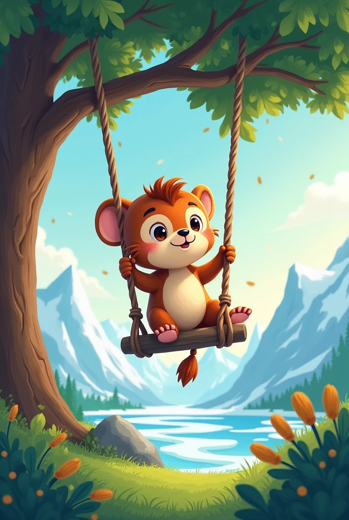 He spent his days swinging between the branches of his tree., But in his heart there was a longing that led him to dream of a very far away place.: The antartida.
cute cartoon