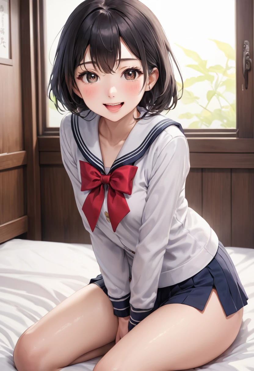 Top Quality, Masterpiece, Super High Resolution, (Photorealistic:1.4), Highly Detailed, Professional Lighting Smile, Masterpiece,Top Quality,(Low Angle), Low Angle, Taken from Floor, ((Super Detailed Face, Detailed Lips, Squinting, Double Eyelid), ((One Girl)), Top,(Japanese Woman_Woman:1.1), (Japanese Woman) Japanese_woman_, College student, Sailor_suit_on_top, Sailor_suit, Legs_spread_wide,Cunt_flowing_with_love_fluid,Cunt_flowing_with_white_fluid, (Attractive_Japanese_woman_photo), Embarrassed_expression, Blushing, Ah-face, Mouth_open_maximally, Ecstasy, Tongue_straight_out, Sexual_expression, Legs_spread_wide,1Dildo Spread wide,1 dildo, underwear, (((( dildo under panties,)))), dildo under clothes,(((( dildo in pussy,)))), very much pubic hair, pubic hair is black, ((crotch open)), ((one person)), very detailed, octane rendering, legs open,crouching,