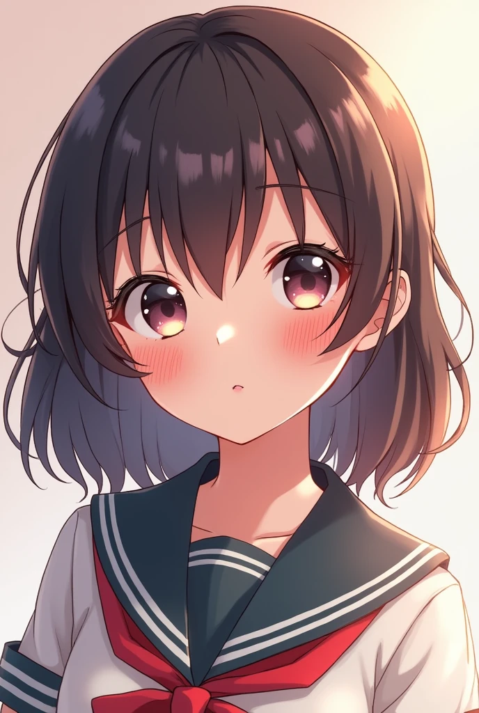 Masterpiece, Anime, A girl, One, Blushing Hard, Pouting cutely, Looking she's trying to get someone attention, sixteen years old, japanese school uniform, gal type